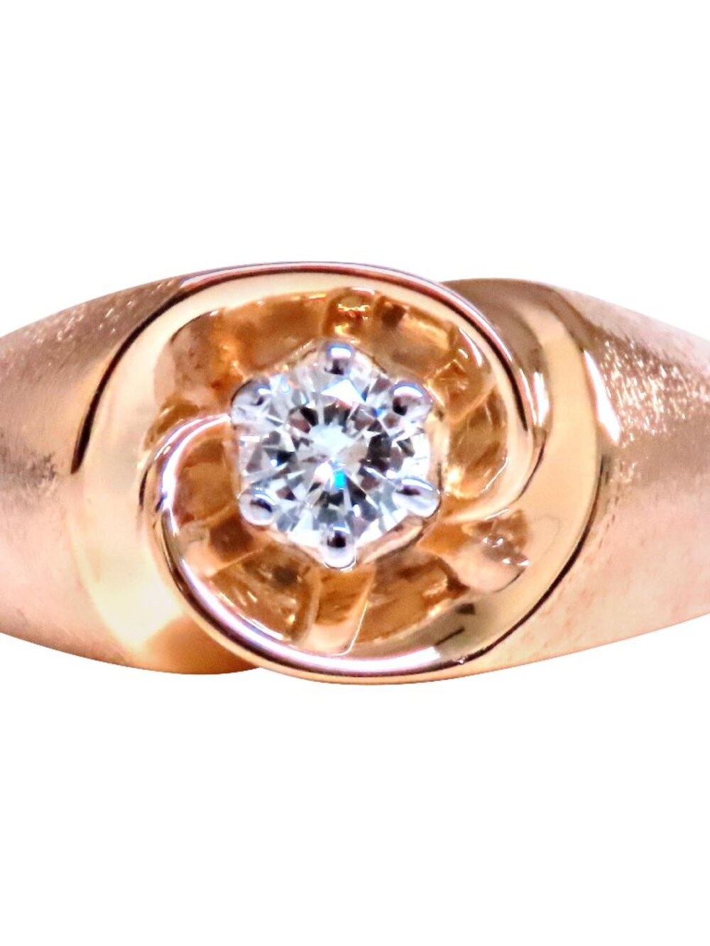 .45ct natural diamond Mens Bright Swirl Ring 14kt Gold 21441*